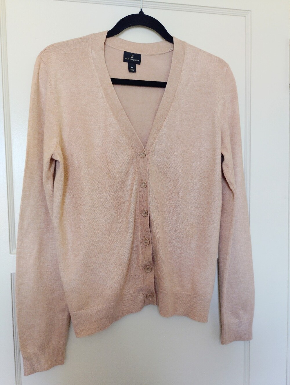 Worthington Women's Button-Front V-Neck Cardigan - Light Brown Office Staple